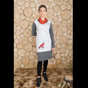 European dress by CAMOU Size M with Snow and a Red Fox I bought it in Budapest